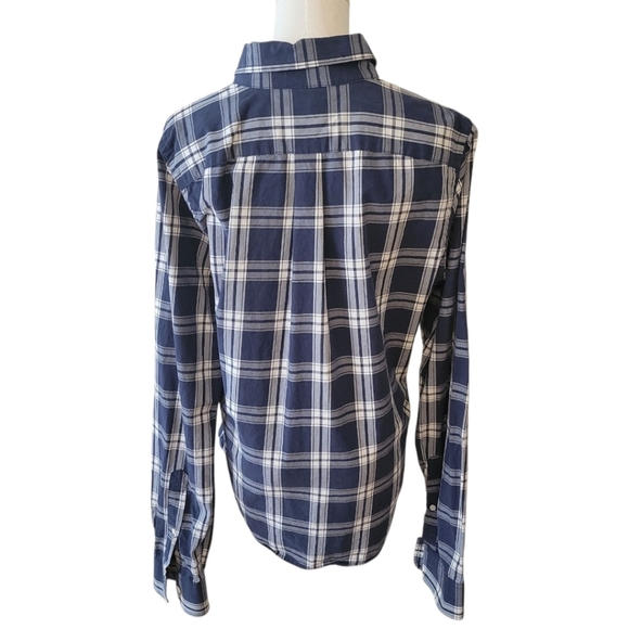 Abercrombie & Fitch Blue Plaid Muscle Fit Long Sleeve Shirt Size Large - Picture 3 of 4